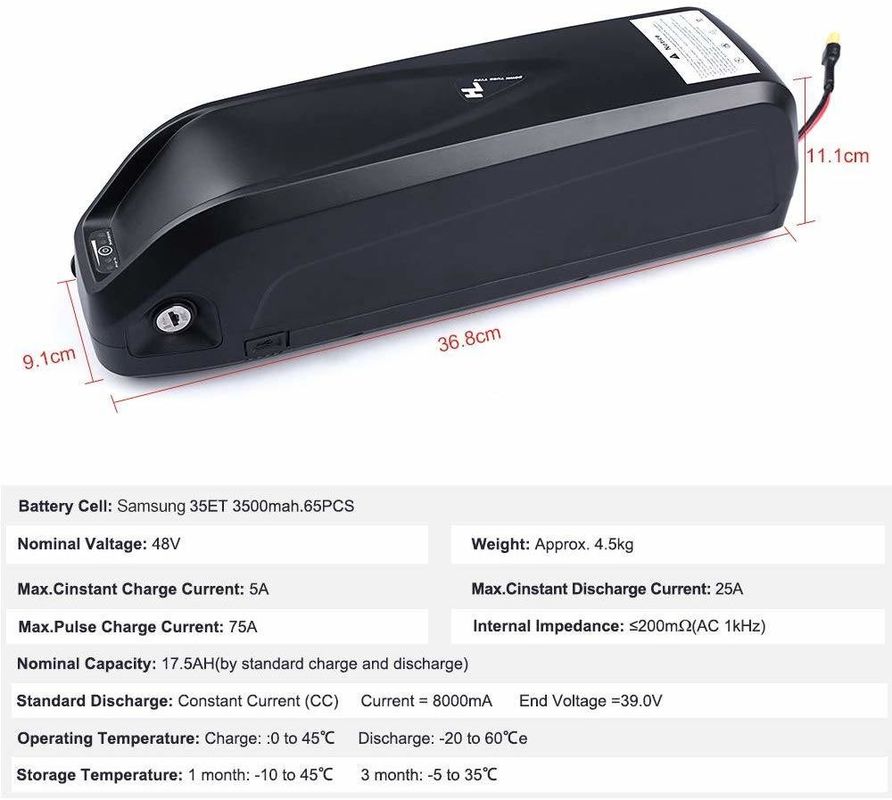 USB-Ebike-Batterie 36V 17ah 10s5p Lithium-Ionen-Batterie für Elektrofahrräder