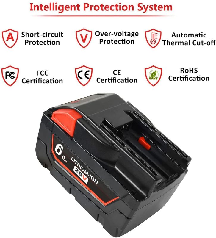 10 Jahre Fabrikersatz 28V Hochspannung Milwaukee Power Tool Batterie 6000mAh mit 1 Jahr Garantie