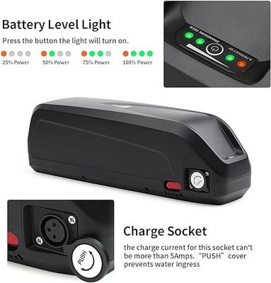 36V Ebike Hailong Downtube Lithiumbatterie für Elektrofahrräder mit USB-Ladegerät